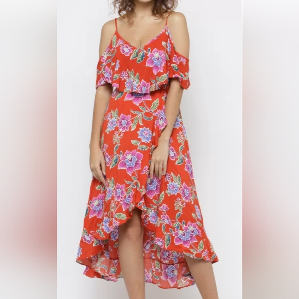 Forever 21 Orange Ruffled Wrap Sundress